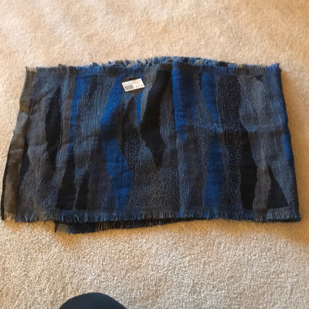 Blue multi striped scarf
